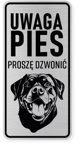 Uwaga pies tabliczka 10X20 Rottweiler