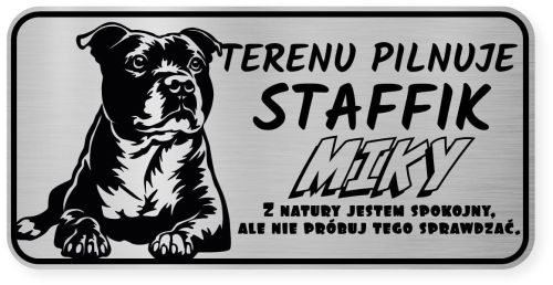 Uwaga pies tabliczka ostrzegawcza 20x10 Staffik