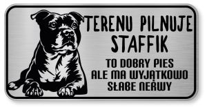 Uwaga pies tabliczka ostrzegawcza 20x10 Staffik