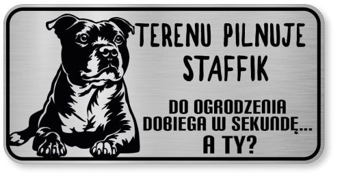 Uwaga pies tabliczka ostrzegawcza 20x10 Staffik