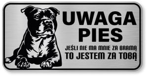 Uwaga pies tabliczka ostrzegawcza 20x10 Staffik