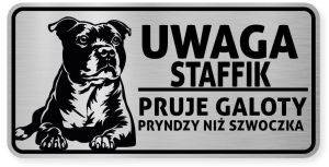 Uwaga pies tabliczka ostrzegawcza 20x10 Staffik