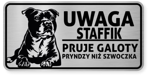 Uwaga pies tabliczka ostrzegawcza 20x10 Staffik