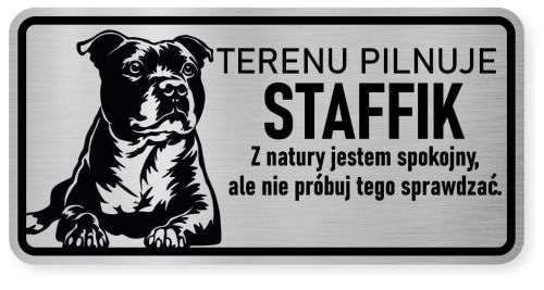 Uwaga pies tabliczka ostrzegawcza 20x10 Staffik