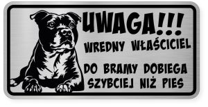 Uwaga pies tabliczka ostrzegawcza 20x10 Staffik