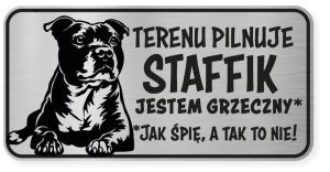 Uwaga pies tabliczka ostrzegawcza 20x10 Staffik