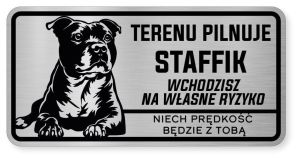 Uwaga pies tabliczka ostrzegawcza 20x10 Staffik
