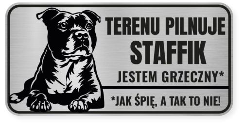 Uwaga pies tabliczka ostrzegawcza 20x10 Staffik