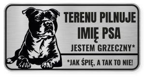 Uwaga pies tabliczka ostrzegawcza 20x10 Staffik