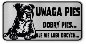 Uwaga pies tabliczka ostrzegawcza 20x10 Staffik