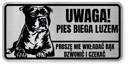 Uwaga pies tabliczka ostrzegawcza 20x10 Staffik