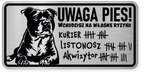 Uwaga pies tabliczka ostrzegawcza 20x10 Staffik