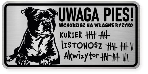 Uwaga pies tabliczka ostrzegawcza 20x10 Staffik