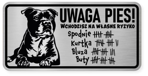 Uwaga pies tabliczka ostrzegawcza 20x10 Staffik