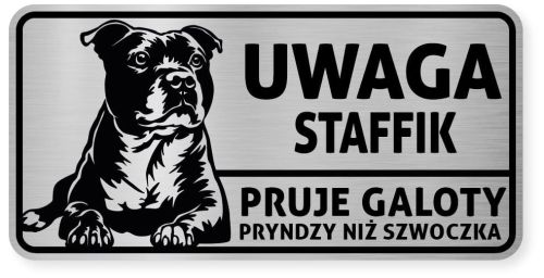 Uwaga pies tabliczka ostrzegawcza 20x10 Staffik