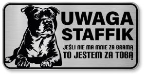Uwaga pies tabliczka ostrzegawcza 20x10 Staffik