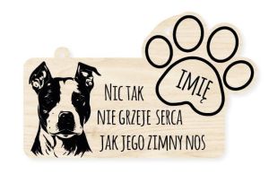 Drewniana tabliczka dekoracyjna Amstaff z imieniem psa