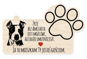 Drewniana tabliczka dekoracyjna Amstaff