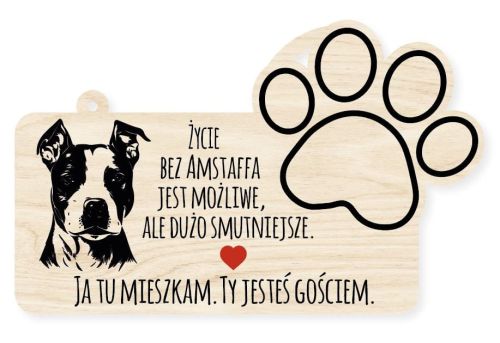 Drewniana tabliczka dekoracyjna Amstaff