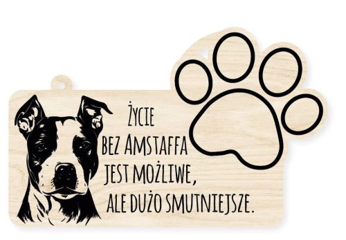 Drewniana tabliczka dekoracyjna Amstaff