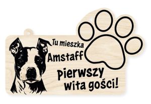 Drewniana tabliczka dekoracyjna Amstaff