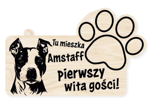 Drewniana tabliczka dekoracyjna Amstaff