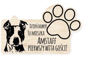 Drewniana tabliczka dekoracyjna Amstaff