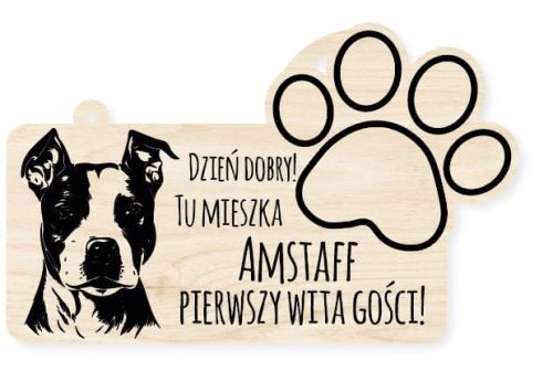 Drewniana tabliczka dekoracyjna Amstaff