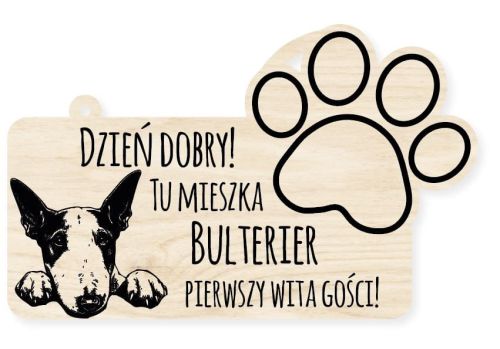 Drewniana tabliczka dekoracyjna Bulterier