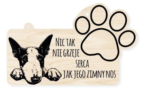 Drewniana tabliczka dekoracyjna Bulterier