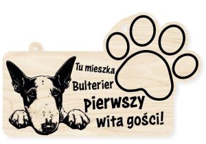 Drewniana tabliczka dekoracyjna Bulterier