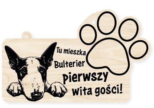 Drewniana tabliczka dekoracyjna Bulterier