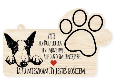 Drewniana tabliczka dekoracyjna Bulterier
