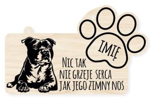 Drewniana tabliczka dekoracyjna Staffik z imieniem psa