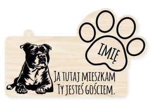 Drewniana tabliczka dekoracyjna Staffik z imieniem psa