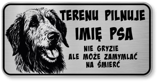 Uwaga pies tabliczka ostrzegawcza 20x10 Wilczarz z imieniem psa