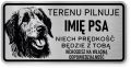 Uwaga pies tabliczka ostrzegawcza 20x10 Wilczarz z imieniem psa