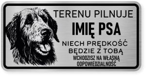 Uwaga pies tabliczka ostrzegawcza 20x10 Wilczarz z imieniem psa