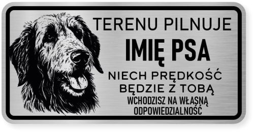 Uwaga pies tabliczka ostrzegawcza 20x10 Wilczarz z imieniem psa