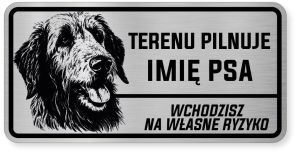 Uwaga pies tabliczka ostrzegawcza 20x10 Wilczarz z imieniem psa