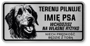 Uwaga pies tabliczka ostrzegawcza 20x10 Wilczarz z imieniem