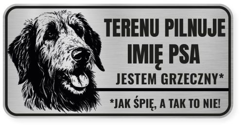 Uwaga pies tabliczka ostrzegawcza 20x10 Wilczarz z imieniem psa