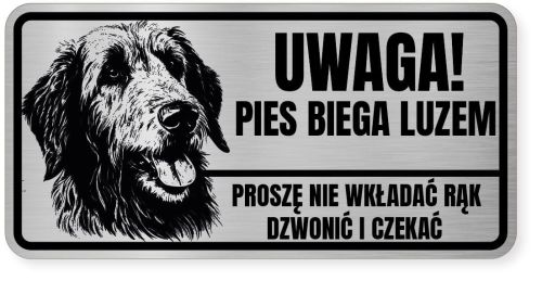 Uwaga pies tabliczka ostrzegawcza 20x10 Wilczarz z imieniem psa