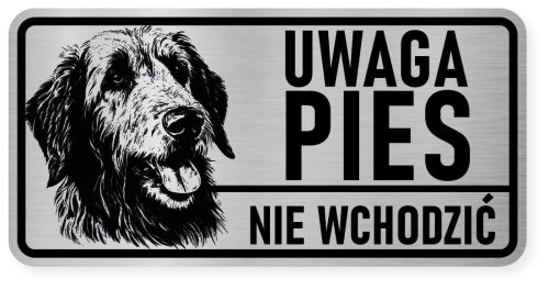Uwaga pies tabliczka ostrzegawcza 20x10 Wilczarz z imieniem psa
