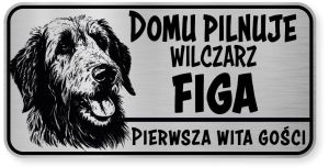 Uwaga pies tabliczka ostrzegawcza 20x10 Wilczarz z imieniem psa
