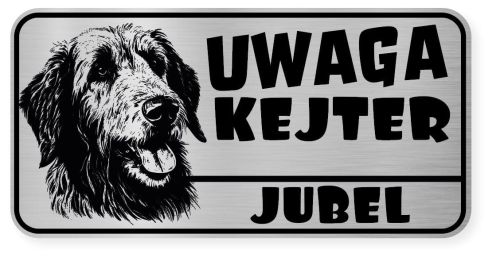Uwaga pies tabliczka ostrzegawcza 20x10 Wilczarz z imieniem psa