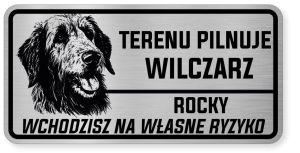 Uwaga pies tabliczka ostrzegawcza 20x10 Wilczarz z imieniem psa