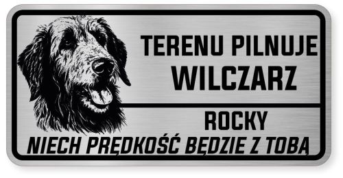 Uwaga pies tabliczka ostrzegawcza 20x10 Wilczarz z imieniem psa