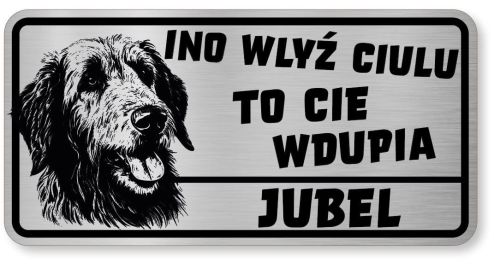 Uwaga pies tabliczka ostrzegawcza 20x10 Wilczarz z imieniem psa