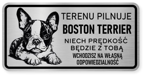Uwaga pies tabliczka ostrzegawcza 20x10 Boston Terrier